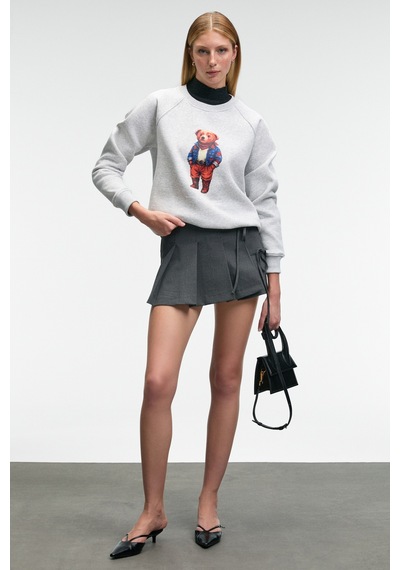 Grimelange Aelorıa Kadın Önü Baskılı Reglan Kol Oversize Grimelanj Sweatshirt Grimelanj