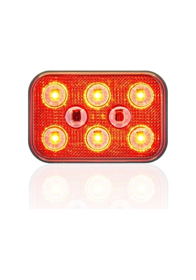 Sanel 12v Universal Kare 6 Led Dış Makan Uyumlu Kırımızı Sbd12r6