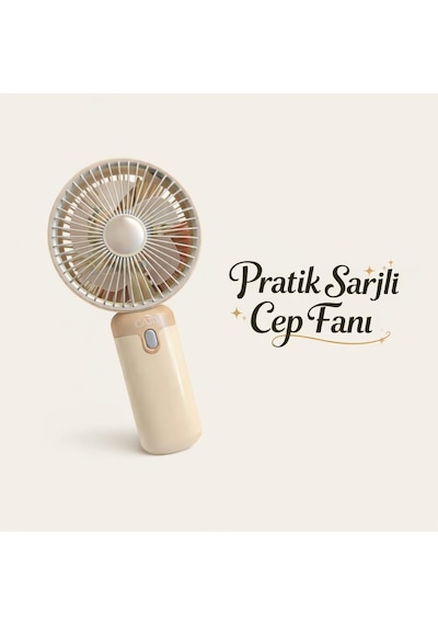 Şarjlı El Vantilatörü 3 Kademeli Hız Ayarlı Mini Fan Taşınabilir Cep Fanı, Type-c Usb Şarjlı 500mah 2w Se