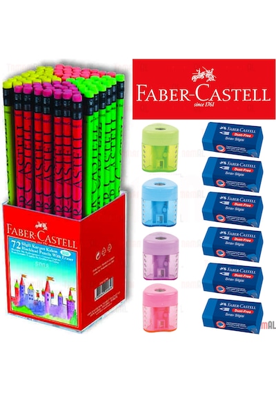 Faber Castell 72 Kurşun Kalem Krşk Renk + 4 Açacak + 6 Silgi
