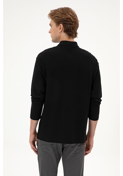U.S. Polo Assn. Erkek Comfort Fit Yarım Fermuarlı Siyah Sweatshirt 50313754-VR046