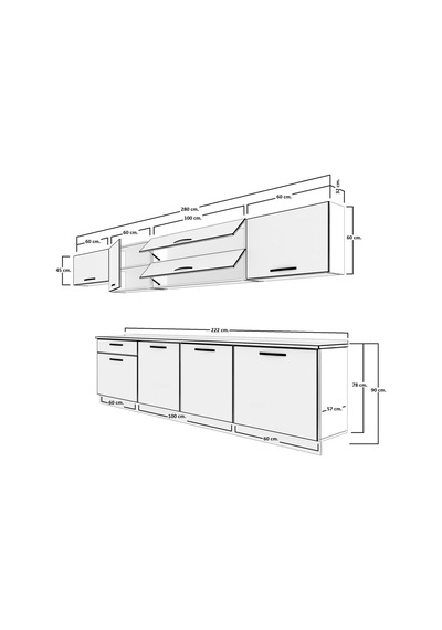 Decoraktiv Ekol 280 Mdf Hazır Mutfak Dolabı - Tezgah Dahil - Antrasit