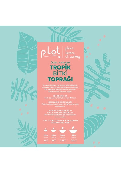 Plot Özel Karışım İç Mekan Bitki Toprağı/tropik Bitki - Çiçek Toprağı / 5-10-15-25 Litre 5 Litre