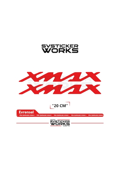 Yamaha Xmax Uyumlu Yazı Sticker Yüksek Kalite Özel Kesim Folyo 2'li Set Kırmızı
