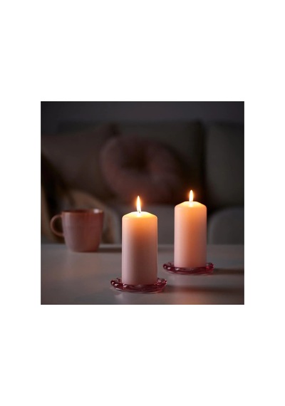 Ikea Daglıgen Cam Kaplı Kokulu Mum 6,8 X 14 Cm Kokusuz Pembe