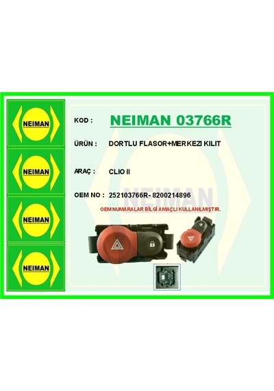 Bescher Dortlu Flasor Merkezı Kılıt Clıo Iı Neıman 03766r 252103766r 8200214896