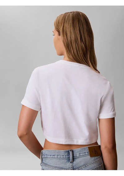 Calvin Klein Ss Monologo Cropped, Yaf Beyaz Kadın T-shirt