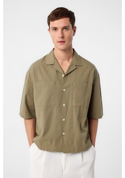 Antioch Relax Fit Kısa Erkek Gömlek Haki