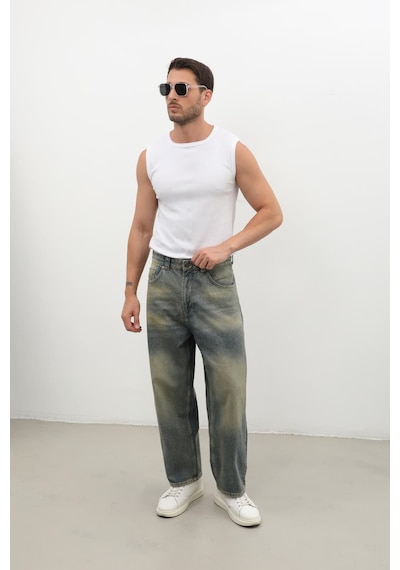 Banny Jeans Erkek Skater Fit Jean Pantolon Tint Yeşil L