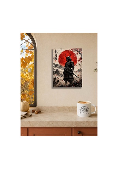 Japon Samuray Temalı Metal Tablo - Kırmızı Güneş Savaşçı Duvar Dekoru, Metal Poster Wall Art Çok Renkli - 924523301 Çok Renkli - 924523301 Çok Renkli