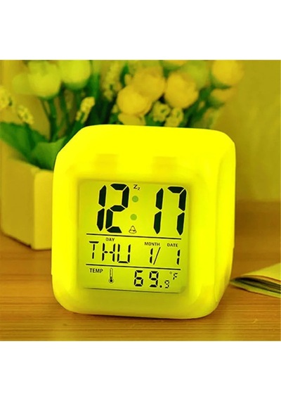 Led Dijital Renkli Masa Saati Alarm Termometre Tarih Masaüstü Saat 5570 0-60 Derece