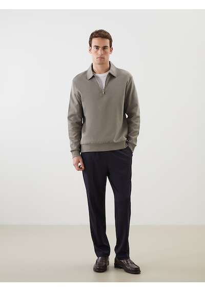 Lcw Vision Yeşil Polo Yaka Uzun Kollu Erkek Sweatshirt