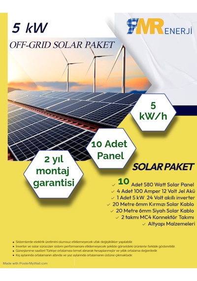 5 Kw Off-grid Solar Çatı Paket