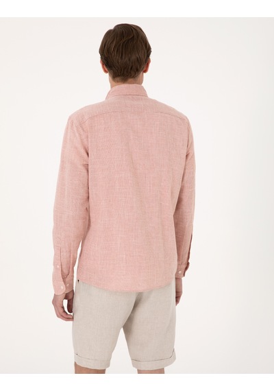 Pierre Cardin Erkek Mercan Gömlek Desenli 50307133-vr186 Mercan