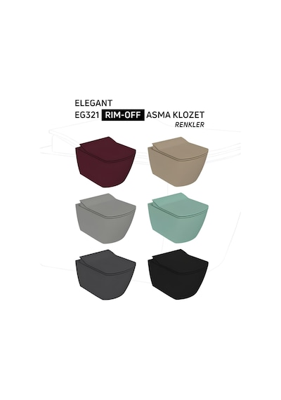 Creavit Elegant Mat Cappucino Kanalsız Asma Klozet Eg321, Creavit Elegant Duroplast Yavaş Kapak Cappuccino