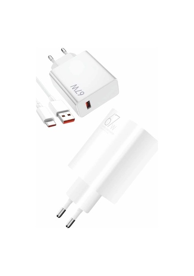 Beyaz Hızlı Şarj Seti Şarj Adaptörü Kablosu 67w 44842235