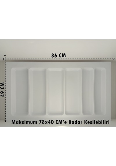 85x49 Cm. 6 Bölmeli Beyaz Çekmece Içi Düzenleyici Kepçelik 80 40 Cm'e Kadar Ücretsiz Kesilir - 86x49byzkpc Beyaz
