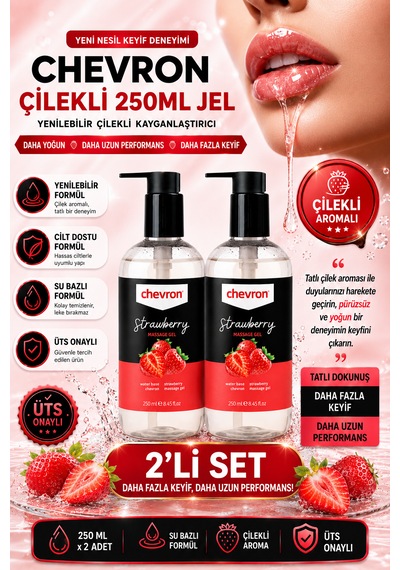 Çilekli Su Bazlı Ekstra 2 Adet 250 Ml Yenilebilir Çilek Aromalı Kayganlaştırıcı Jel