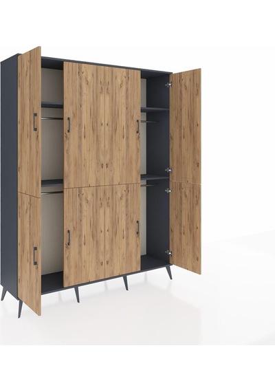 Hyperion Gardrop 4 Raflı 8 Kapaklı 4 Askılı 176x44x221 Antrasit-çam/antrasit Çam/antrasit Hyperion Gardrop 4 Raflı 8 Kapaklı 4 Askılı 176x44x221 Antrasit-çam/antrasit Çam/antrasit