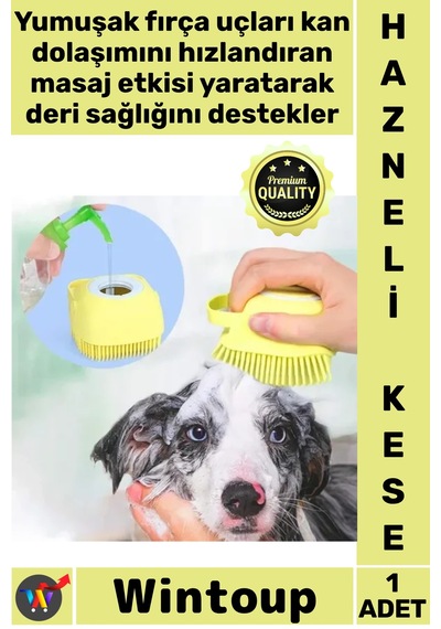 Kese Yumuşak Silikon Masaj Etkili Pratik Şık Banyo Fırçası Şampuan Hazneli Kedi Köpek Yıkama Kesesi