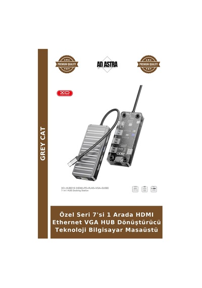 Özel Seri 7'si 1 Arada Hdmı Ethernet Vga Hub Dönüştürücü Teknoloji Bilgisayar Masaüstü
