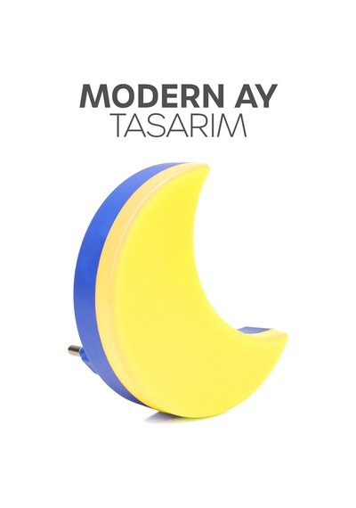 Yarım Ay Gece Lambası On/off Tuşlu Koridor Hol Işığı Uyuma Işığı Sarı K6975