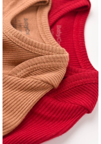 Rebebe Babycosy Modal 2 Li Uzun Kollu Bebek Badi - Bebek Body - Csym1131 (544737691) Kahverengi - Kırmızı