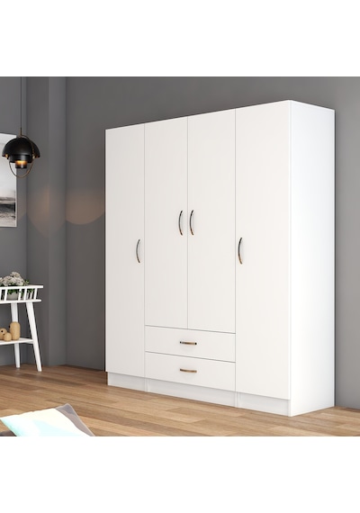 tanmob 4 Kapılı Iki Çekmeceli Geniş Gardrop Beyaz- Grd0601 tanmob 4 Kapılı Iki Çekmeceli Geniş Gardrop Beyaz- Grd0601