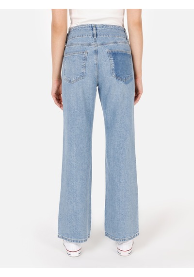 Colins 786 Carlen Normal Kesim Normal Bel Genişleyen Paça Mavi Kadın Pantolon Cl1070664 Denim