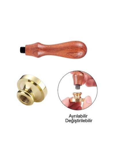 Mühürcüm Mühür Mumu 60 Mm Yuvarlak Boş Pirinç Kafa + Ahşap Sap R5799o60 Çok Renkli