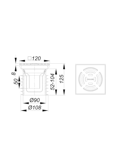 Dallmer Koku Önleyici Yer Süzgeci Gideri Banyo Sifonu Pronto K 12 x 12 CM 100'lük