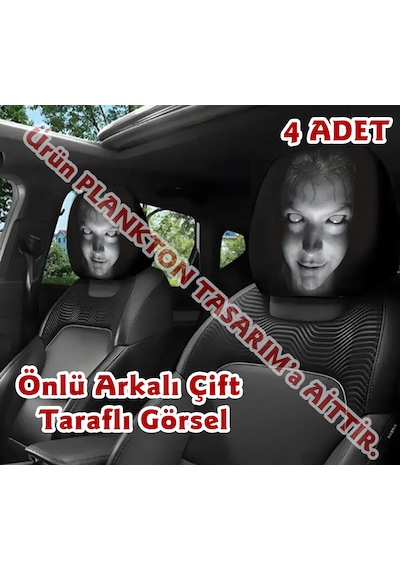 Korkunç Kız Çift Taraflı Dekoratif Oto Başlık Kılıfı/Maske 4'lü