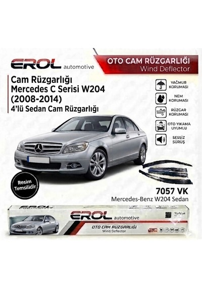 Mercedes C Serisi W204 2008-2014 4'lü Mugen Cam Rüzgarlığı Siyah