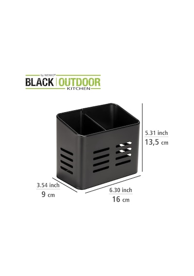 Baco Çatal Bıçak Sepeti, Siyah Açık Hava Mutfak Sepeti, Çatal Bıçak Takımı İçin Siyah Toz Kaplamalı Metalden Yapılmıştır, 16 X 13,5 X 9 Cm Çok Renkli