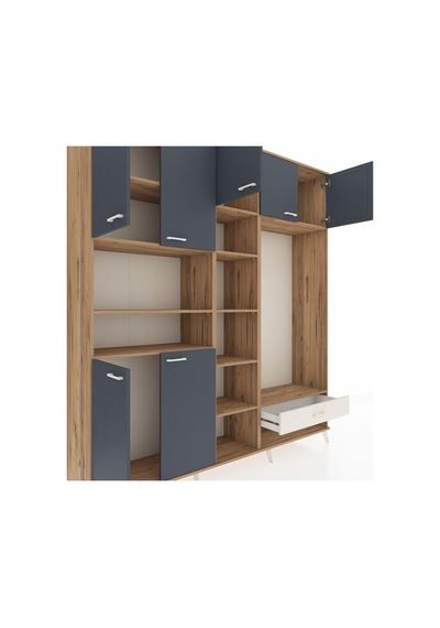 Hyperion Dolap 11 Raflı Tek Çekmeceli 7 Kapaklı 220x44x243 Çam-antrasit/aytaşı Antrasıt/aytası Hyperion Dolap 11 Raflı Tek Çekmeceli 7 Kapaklı 220x44x243 Çam-antrasit/aytaşı Antrasıt/aytası
