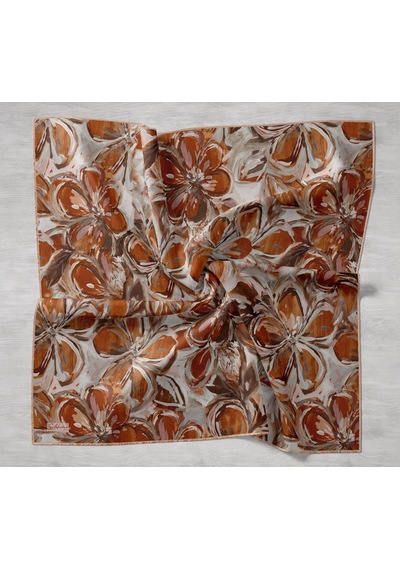 Silk Home Tivil İpek Eşarp Ist 11501- 15 Kiremit Çiçek Desen