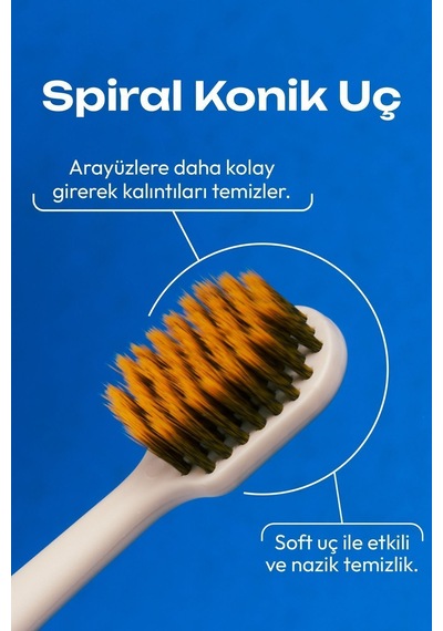 Probiwhite Spiral Uçlu Doğal Vegan Diş Fırçası El Yapımı Stant Hediye
