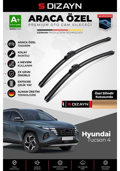 S-dizayn Hyundai Tucson Ön Cam Silecek Seti 2020 Üzeri Premium Araca Özel 65-40 Cm A+ Kalite