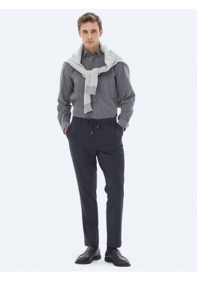 Kip Gri Fitilli Regular Fit Uzun Dokuma Kadife Casual %100 Pamuk Gömlek