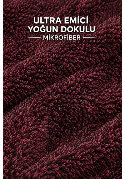 600 Gsm Mikrofiber Araç Kurulama Havlusu 50x70 Cm Ultra Emici İz Bırakmaz Bordo Siyah Kırçıllı