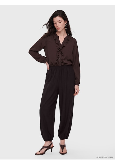 Lcw Comfort Kahverengi Beli Lastikli Kadın Jogger Pantolon