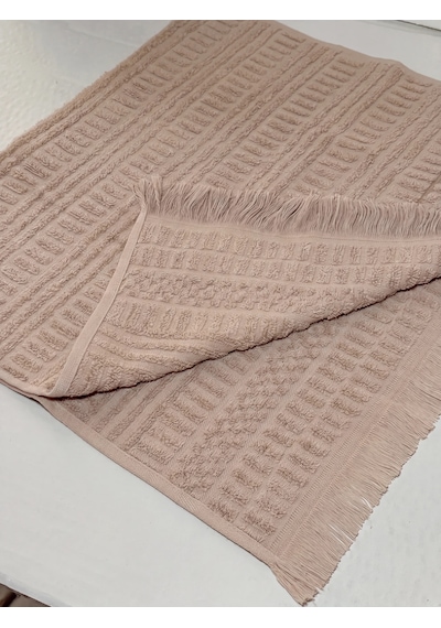 Botti Home %100 Pamuk Saçaklı El Ve Yüz Havlusu, Pamuklu Jakarlı Misafir Havlusu 50 X 90 Cm, Çeyizlik Yumuşak Havlu Bej