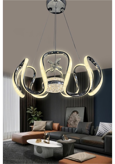 Eliza Modern Yüksek Işık Gücü İthal 3 Renk Led Avize Krom 3 Renk