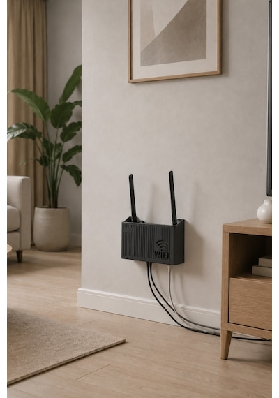 Duvara Asılabilir Wifi Vidalı Askı Yapışkanlı Modem Kutusu WiFi Router Rafı  25x15x6cm