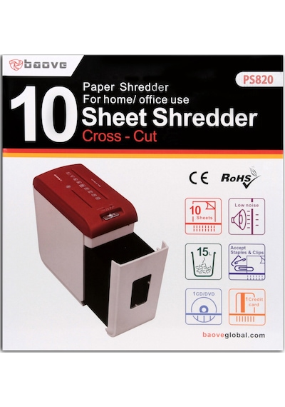 Baove PS820 Evrak İmha Makinesi ve Kağıt İmha - Cd - Kredi Kartı İmha Makinesi - Çapraz Kesim - 15 L