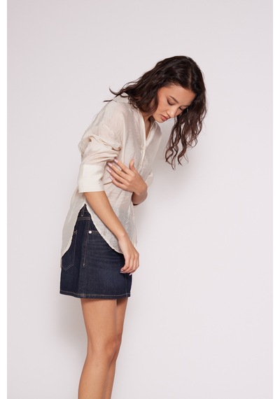 Nisan Transparan Rahat Gömlek Bej