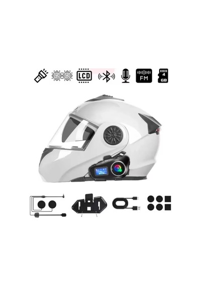 Biishe Q58 Motorsikletler İçin Fener Özellikli Sd Kart Bölümlü Lcd Ekranlı Kablosuz Bluetooth Kulak