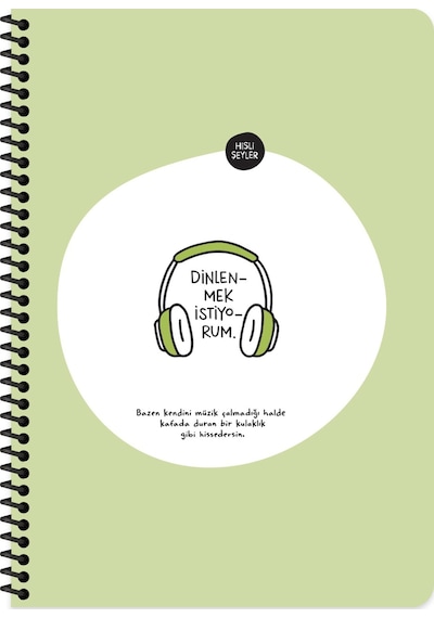 Hisli Şeyler A4 Kareli Spiralli Stickerli Defter Dinlenmek İstiyorum