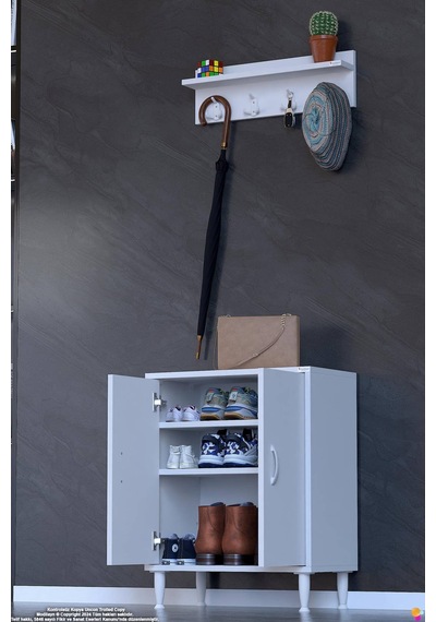 Aura Portmanto Vestiyer Ayakkabılık 2 Raf 3 Bölme 3 Kancalı Askılı Dar Alan Çok Amaçlı Dolap 60 Cm Aura Portmanto Vestiyer Ayakkabılık 2 Raf 3 Bölme 3 Kancalı Askılı Dar Alan Çok Amaçlı Dolap 60 Cm