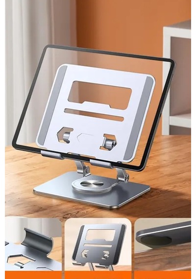 Thentech Şık Görünümlü 360 Derece Dönebilen Aşağı Yukarı Ayarlanabilir Tablet Laptop Standı Metal Stand